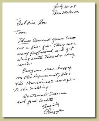 John Chappi of San Mateo Thank You Letter